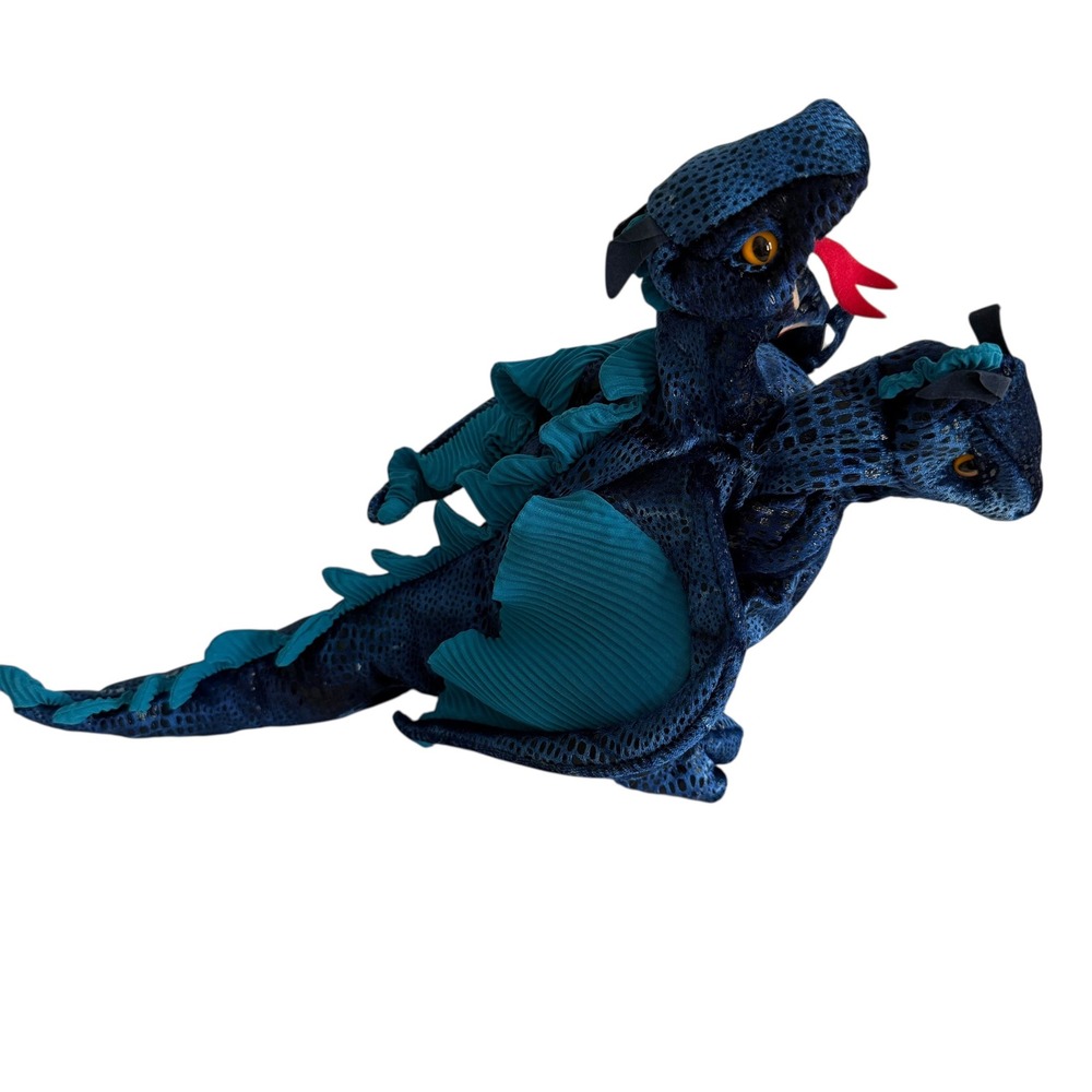 FOLKMANIS Blue Three Headed Dragon Finger Hand Puppet, Fairy Tales‎